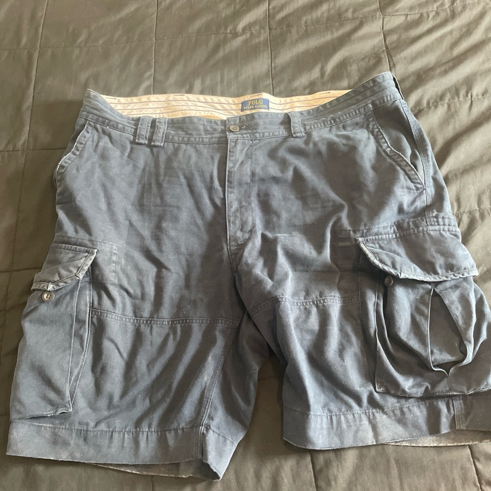 Polo Ralph Lauren Cargo Shorts Men’s 44B Blue White Pinstriped Classic Cargo - Picture 1 of 8